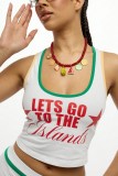 Red Casual Street Sportswear Letter Print Vests Sleeveless Two Pieces