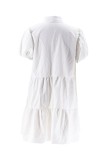 White Casual Daily Y2k Solid Color Solid Color Shirt Collar A Line Dresses