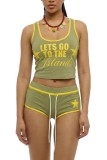Red Casual Street Sportswear Letter Print Vests Sleeveless Two Pieces