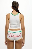 Red Casual Street Sportswear Letter Print Vests Sleeveless Two Pieces