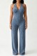 Blue Sexy Casual Street Sportswear Y2k Solid Color Hollow Out Backless Halter Loose Jumpsuits