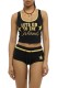 Black Casual Street Sportswear Letter Print Vests Sleeveless Two Pieces