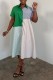Green Casual Sportswear Daily Y2k Stripe Patchwork Shirt Collar Shirt Dresses