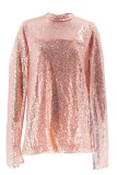 Rose Gold Casual Party Homecoming Y2k Solid Color Mandarin Collar A Line Dresses