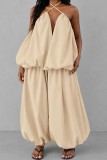 Rose Red Casual Street Daily Solid Color Backless Spaghetti Strap Two Pieces