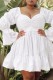 White Sexy Casual Daily Vacation Solid Color Ruffle Hem Off Shoulder A Line Plus Size Dresses