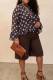 Brown Casual Daily Office lady Polka Dot Flounce Belted V Neck Long Sleeve Two Pieces