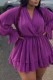 Fuchsia Lace Up V Neck A Line Plus Size Dresses
