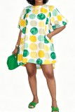 Pink Casual Vacation Colorblock Print O Neck A Line Dresses