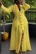 Yellow Sexy Casual Street Solid Color Buckle Shirt Collar Shirt Plus Size Dresses
