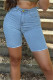 Light Blue Fashion Casual Solid Basic High Waist Regular Jeans