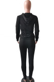 Polyester Casual Two Piece Suits Solid Straight Long Sleeve