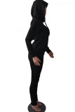 Polyester Casual Two Piece Suits Solid Straight Long Sleeve