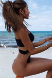 Black Polyester Mesh Solid backless Patchwork adult Sexy Fashion  One-Piece Swimwear