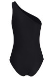Black Polyester Mesh Solid backless Patchwork adult Sexy Fashion  One-Piece Swimwear