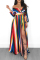 Euramerican Side Slit Striped Multicolor Floor Length  Dress