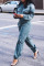 Casual Long Sleeves Deep Blue Two-piece Pants Set