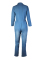 Euramerican Turndown Collar Blue Denim One-piece Jumpsuits