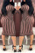 Trendy Striped Coffee Knitting Knee Length Dress