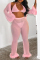 Sexy Patchwork Pink Two-piece Pants Set(With Underclothes)