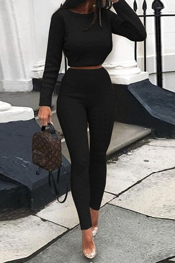 Chic Skinny Black Two-piece Pants Set_TWO PIECES_KnowFashionStyle ...