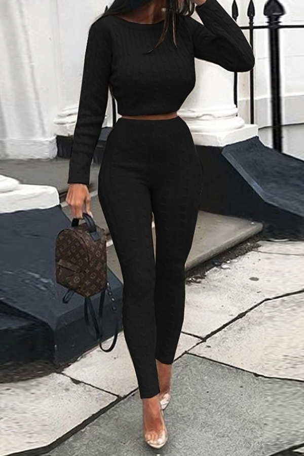 

Chic Skinny Black Two-piece Pants Set