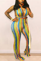 Deep V Sexy Bind Multicolor Jumpsuits