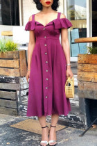 Sexy Flounce Purple Slip Dress