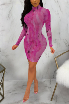 Sexy Mesh See-through Purple Dress