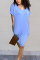 Trendy Short Sleeves Light Blue Loose Dress