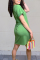 Trendy Short Sleeves Green Loose Dress