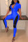 Trendy Patchwork Leisure Blue Jumpsuit