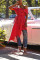 Sexy Cold Shoulder Irregular Red Dress