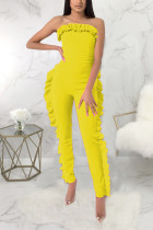 Sexy Fashion One-shoulder   Yellow Jumpsuit