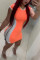 Sexy Colorblock Zipper   Orange Dress