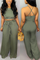 Sexy ArmyGreen Sling Two-piece Set