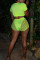 Casual Sexy Fluorescent Green Sports Two-piece Set