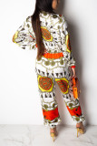 Multi-color Sexy Fashion Print zipper Patchwork Long Sleeve V Neck Jumpsuits