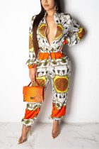 Sexy Fashion Printed Long Sleeve Multicolor Jumpsuit