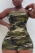 Fashion Casual Camouflage Green Romper