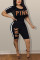 Casual Sports Letter Printing Black Two-piece Set