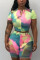 Casual Tie-Dye Stitching Multicolor Two-Piece Suit