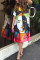 Fashion Printing Multicolor Short Sleeve Loose Dress