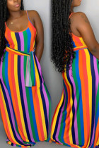 Fashion Sexy Striped Printing Loose Multicolor Dress