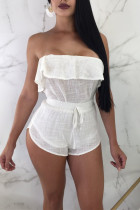 Fashion Sexy Strapless Top Shorts White Suit