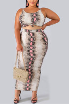 Sexy Printed Sling Tight-Fitting Snake Two-Piece Suit