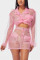 Fashion Casual Gauze Buckle Pink Two-Piece Set