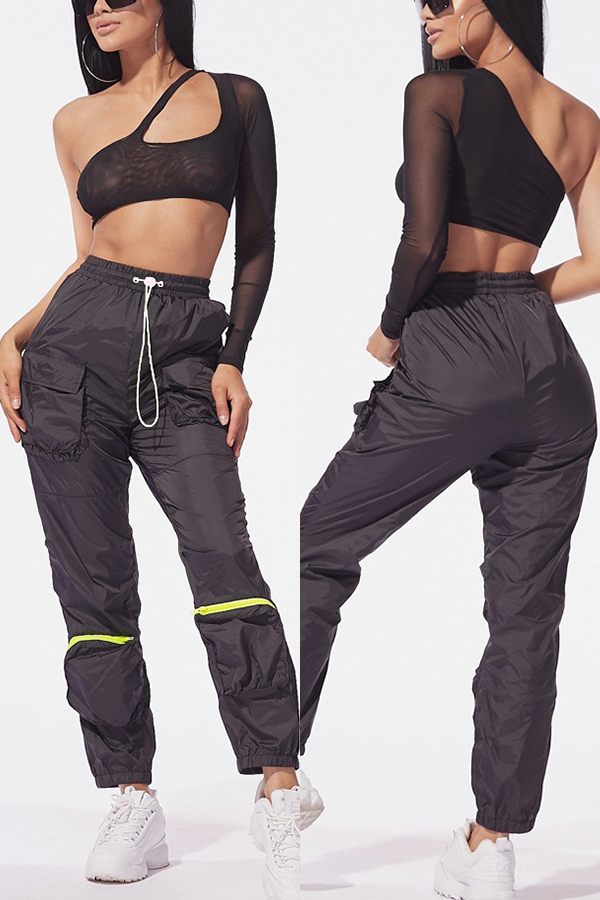 black top and trousers