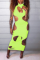 Sexy Solid Color Tight Personality Hole Green Dress