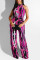Sexy Fashion Printed Rose Red Jumpsuit